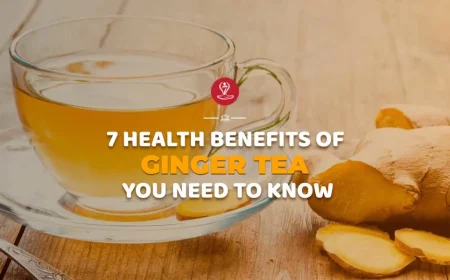 Ginger tea health benefits with fresh ginger root, lemon, and herbal wellness drink