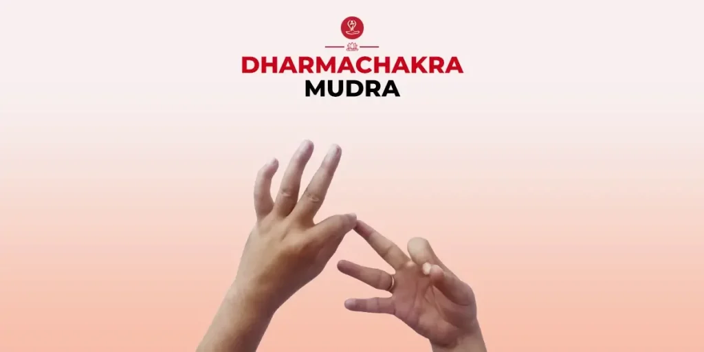 Dharma Chakra Mudra hand gesture during meditation representing wisdom, mindfulness, spiritual awareness, and inner peace.