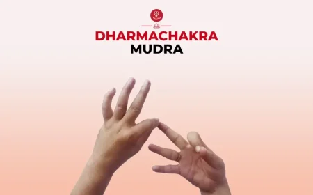 Dharma Chakra Mudra hand gesture during meditation representing wisdom, mindfulness, spiritual awareness, and inner peace.