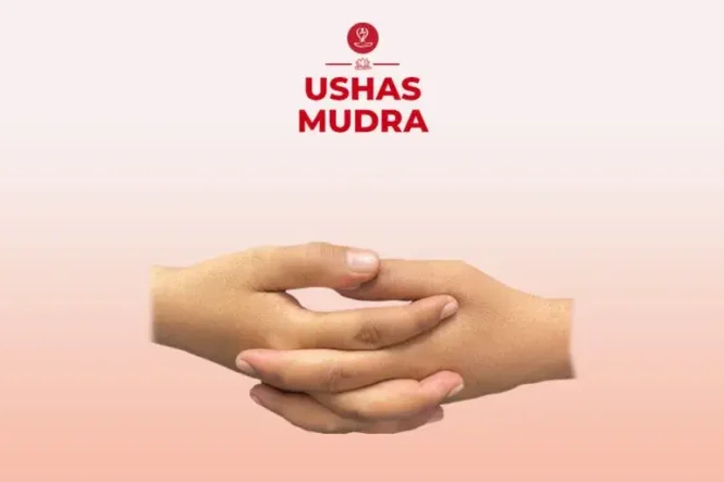 Ushas Mudra hand gesture demonstrating the correct finger position during morning meditation