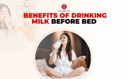 Glass of warm milk on bedside table for better sleep