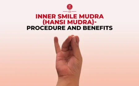 Inner Smile Mudra (Hansi Mudra) hand gesture with benefits illustration