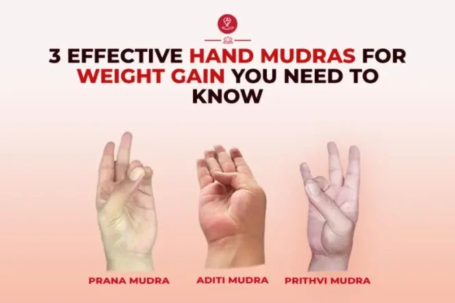 Person practicing Prithvi Mudra for healthy weight gain.