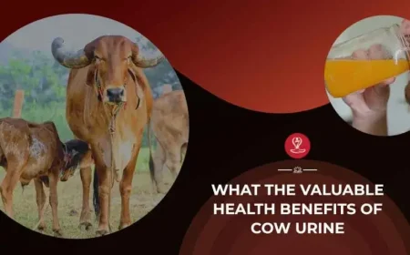 Traditional Ayurvedic cow urine (Gomutra) wellness infographic showing benefits, uses, safety tips, digestive support, immunity support, and Ayurvedic health practices.