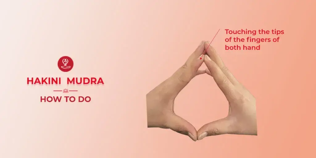 Person practicing Hakini Mudra with correct fingertip position to improve focus, memory, and mental clarity during meditation.