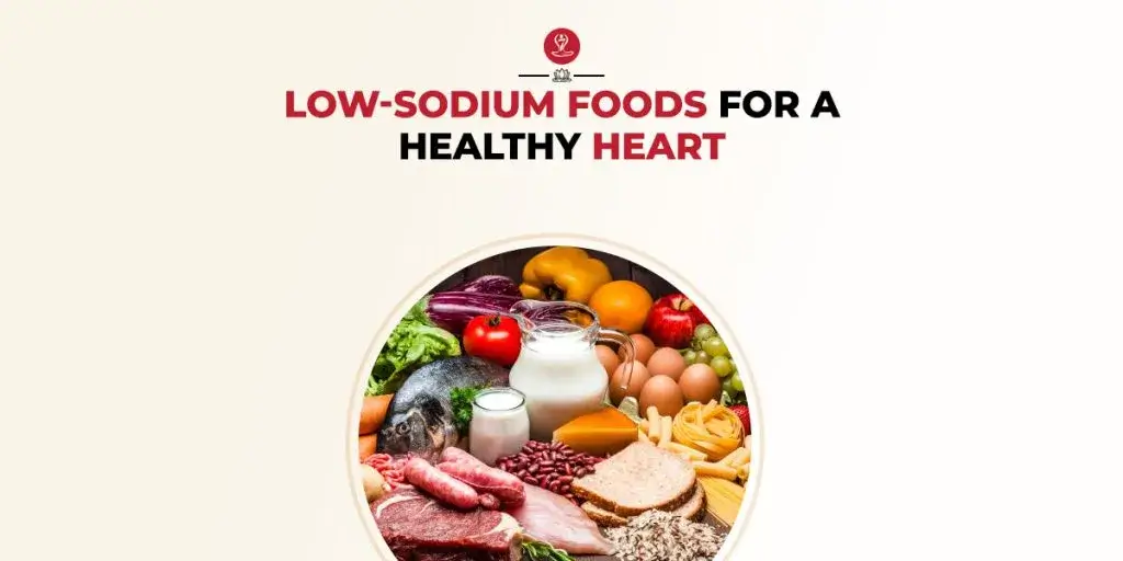 Fresh vegetables and fruits on a wooden table, low sodium diet ingredients