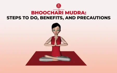 Person practicing Bhoochari Mudra during meditation.