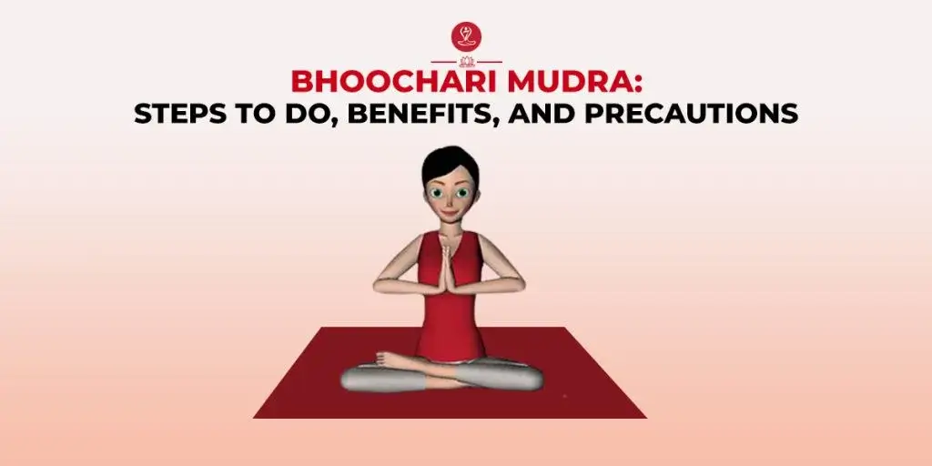 Person practicing Bhoochari Mudra during meditation.