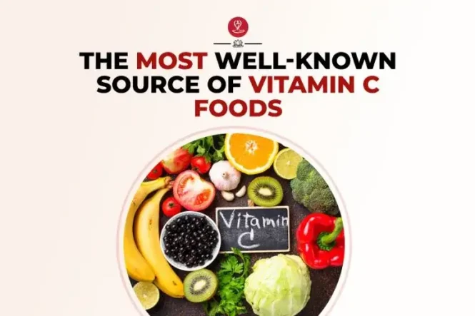 Assorted high vitamin C foods: guava, kiwi, bell peppers