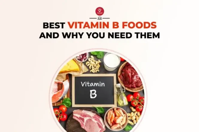 Assorted vitamin B foods: eggs, nuts, seeds, spinach, banana