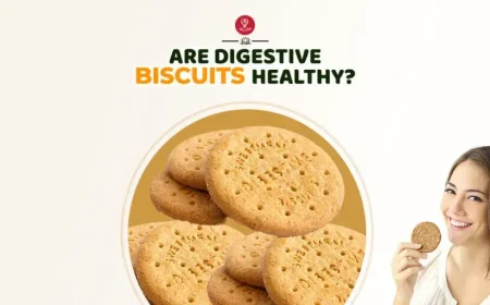 Digestive biscuits on a plate with coffee, healthy snack concept
