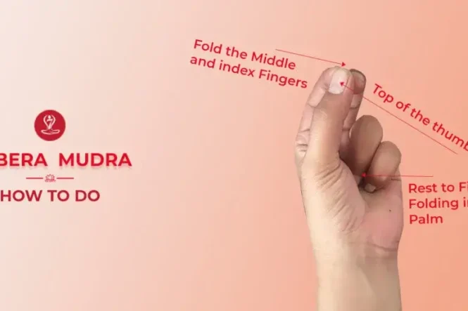 Kubera Mudra hand gesture demonstrating the correct finger position during meditation and yoga practice.