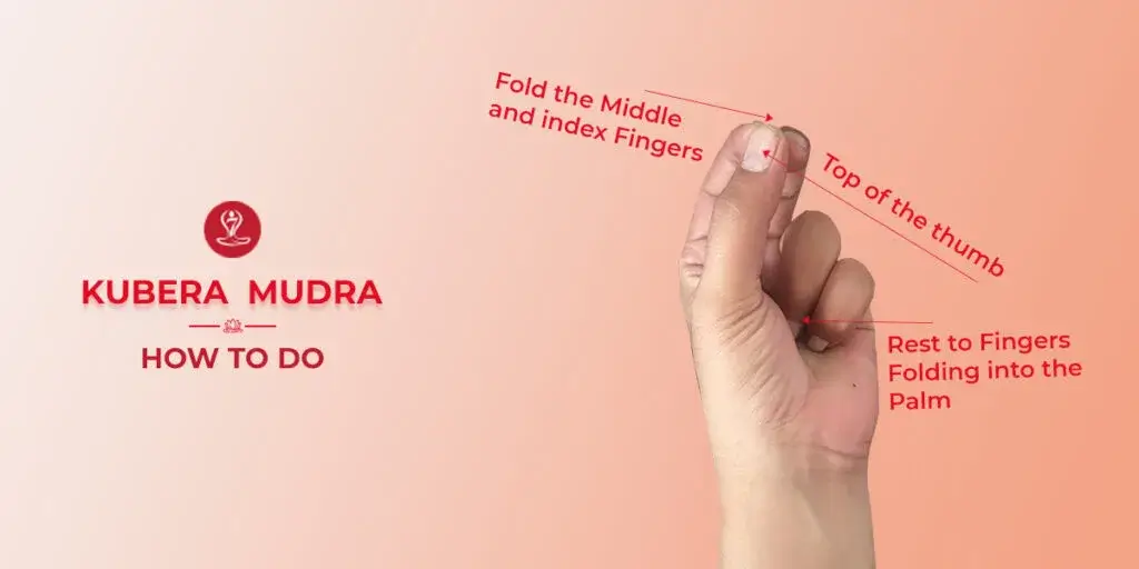 Kubera Mudra hand gesture demonstrating the correct finger position during meditation and yoga practice.