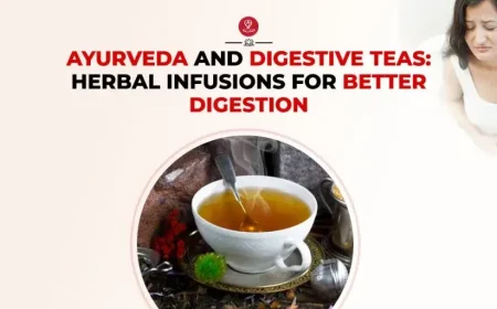 Cup of herbal digestive tea with fresh ginger and mint leaves