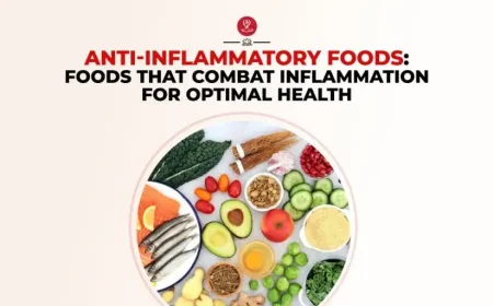 Healthy anti-inflammatory foods on a wooden table