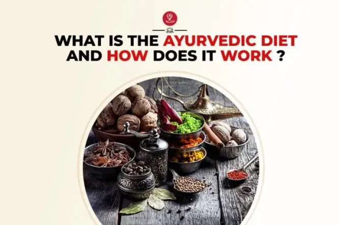 yurvedic diet foods arranged on a wooden table