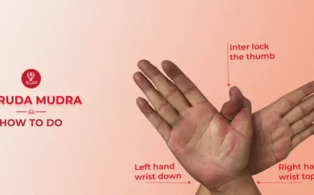 Person performing Garuda Mudra step by step during meditation.