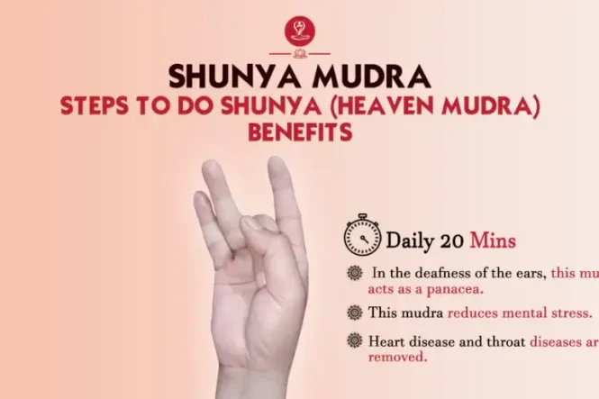 Shunya Mudra hand gesture demonstrating the correct finger position for meditation and wellness.