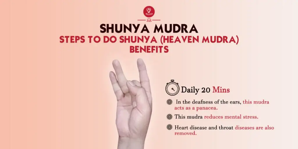 Shunya Mudra hand gesture demonstrating the correct finger position for meditation and wellness.