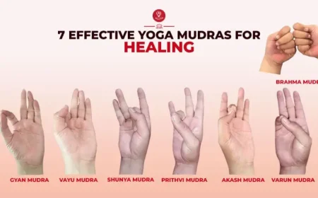Person practicing yoga mudras for healing during meditation.