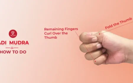 Person demonstrating Adi Mudra hand gesture during meditation with proper posture.