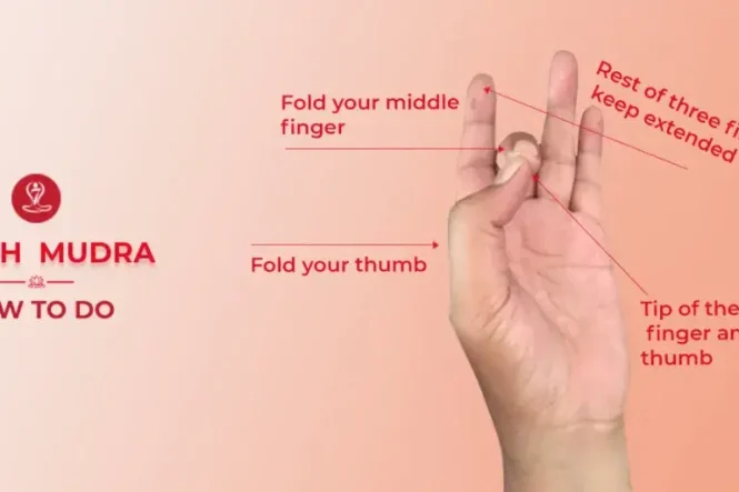 Person practicing Akash Mudra during meditation.