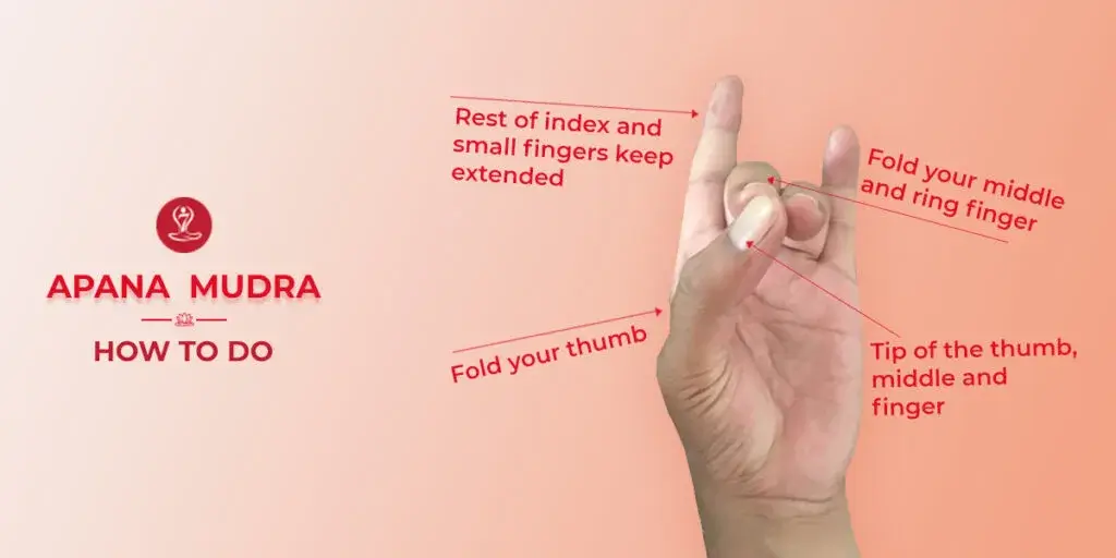 Woman practicing Apana Mudra in a meditation pose.