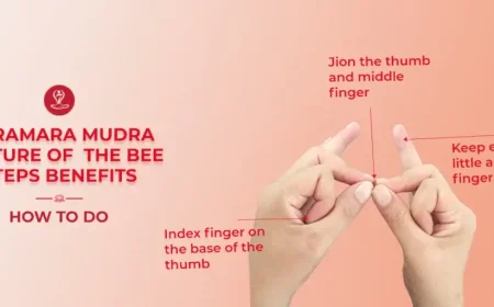 Person demonstrating Bhramara Mudra hand gesture during meditation to support respiratory wellness, relaxation, and traditional allergy relief practices.