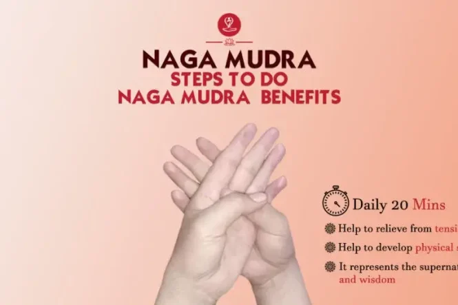 Person practicing Naga Mudra during meditation, demonstrating the correct hand position for improving focus, inner strength, and mindfulness.
