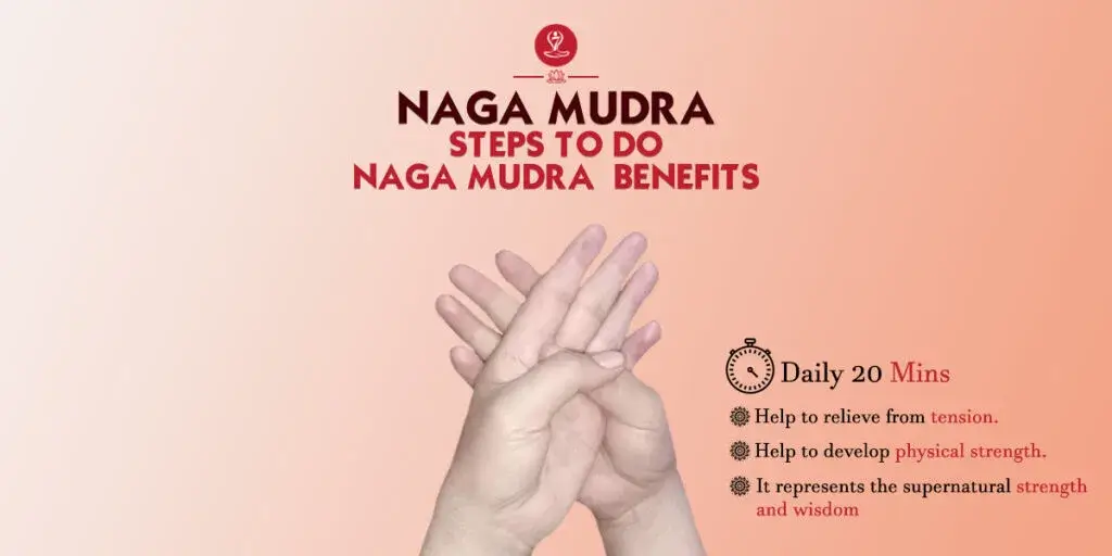 Person practicing Naga Mudra during meditation, demonstrating the correct hand position for improving focus, inner strength, and mindfulness.