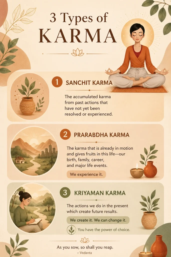 a infographic explain 3 type of karma 