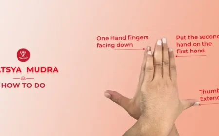 Woman practicing Matsya Mudra (Gesture of the Fish) in a seated meditation pose with proper hand position to promote relaxation, mindfulness, concentration, and overall wellness.