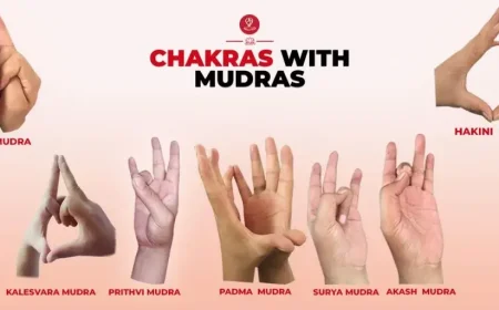 Person practicing yoga mudras for balancing all seven chakras during meditation