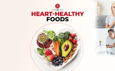Bowl of heart healthy foods including berries, oats, nuts, and avocado