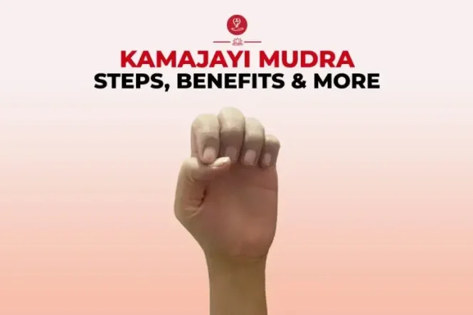 Kamajayi Mudra hand gesture demonstrating the correct finger position for meditation and emotional balance.