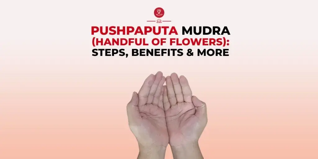 Pushpaputa Mudra hand gesture performed during meditation to promote gratitude, mindfulness, and inner peace.