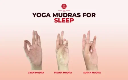 Person practicing yoga mudras for better sleep before bedtime in a peaceful meditation pose