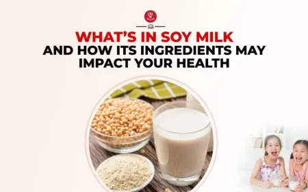 Nutritional benefits of soy milk displayed with soybeans and a glass of soy milk