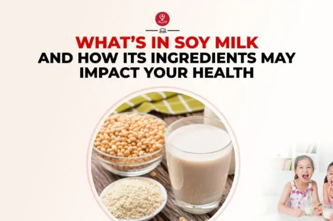 Nutritional benefits of soy milk displayed with soybeans and a glass of soy milk