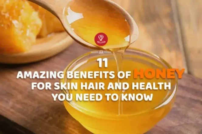 Jar of natural honey with honey dipper, showcasing the benefits of honey for skin, hair, and overall health wellness.