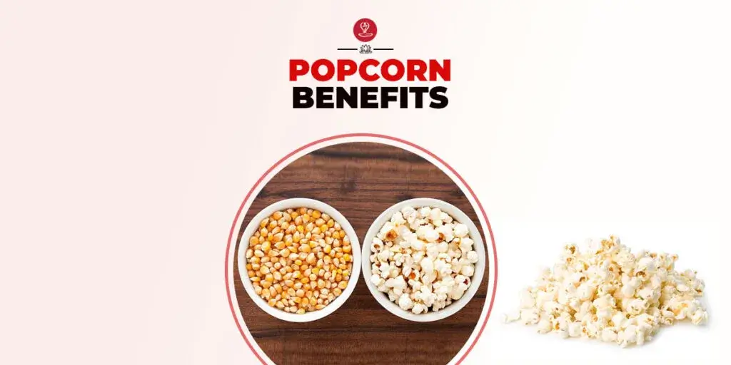 A bowl of freshly air-popped popcorn surrounded by healthy ingredients, highlighting popcorn benefits for digestion, weight management, fiber intake, and overall wellness.