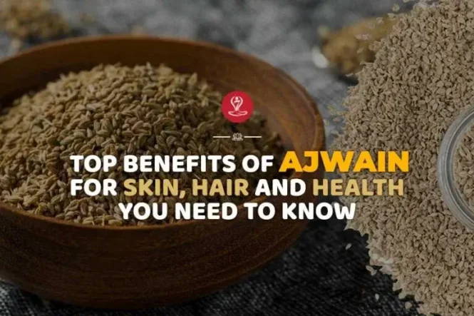 Ajwain seeds in a wooden bowl showing health benefits and Ayurvedic uses.