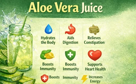 Fresh aloe vera juice in a glass with natural aloe vera leaves.