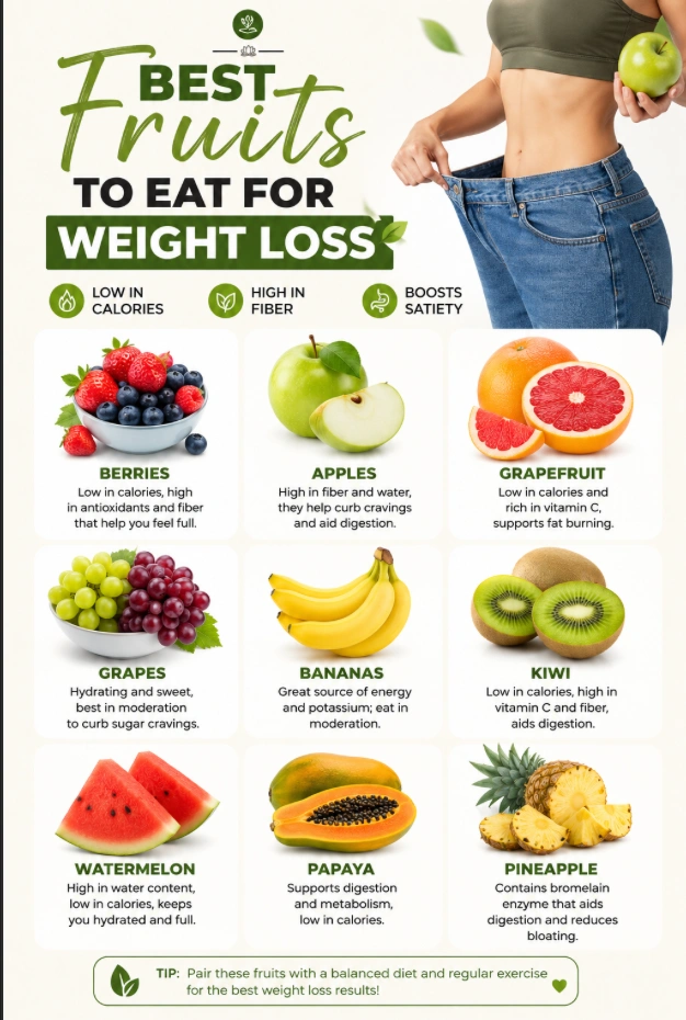 infographics list all best fruits for weight loss 